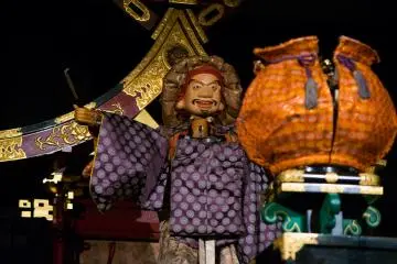 A marionette in action at the Karakuri Museum.