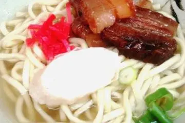 Luscious Pork Soba at the Okinawa Soba Shop in Aharen Beach Tokashiki Island Okinawa