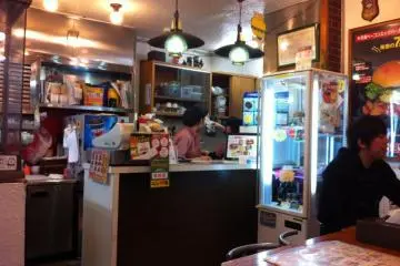 The interior of the burger shop