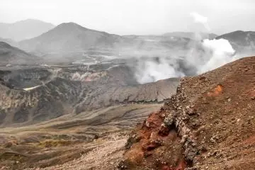 The barren and rocky landscape looks like a scene from a Martian set