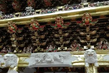 Toshogu Shrine. Close up of Yomeimon Gate. There are 500 carvings here