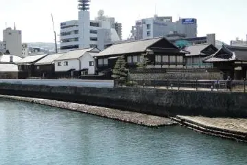A view of Dejima from the streetcar line