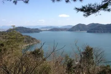 View of the coastline of Lake Biwa from Okishima