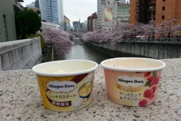 Helado con vistas al río Meguro, Tokio