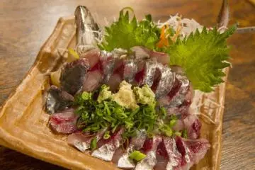 Fresh aji (horse mackerel) sashimi