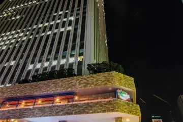 A view of the Sunshine Tower from ground level