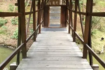 La passerelle au milieu du jardin
