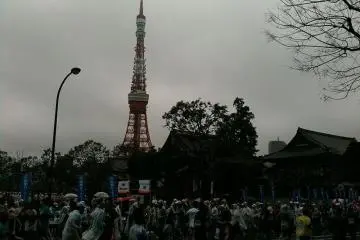 Tokyo Tower looming overhead