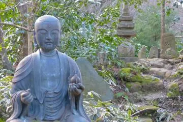 Buddhist statue and stone pagodas