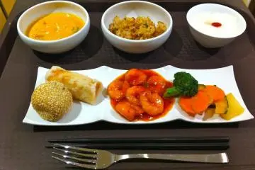 My selection from WORLD KITCHEN. Thai red curry, fried rice, shrimp rice roll, almond jelly, red bean sesame ball....