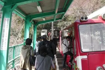 The cable car takes visitors to Afuri Shrine