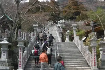 The crowd making its way up to Afuri Shrine