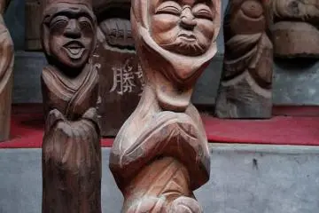 However, once you get used to them, they begin to seem like friendly presences. The figures represent the many followers of Buddha