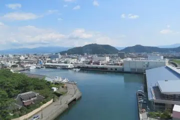 Port area view from atop the watergate wall