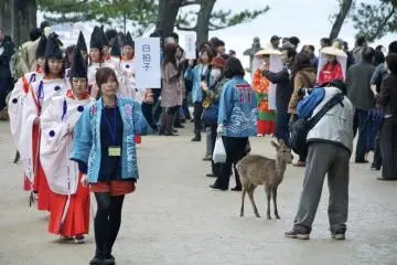 Shirabyoshi court dancers and deer.