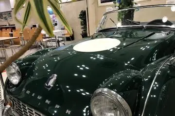 Triumph vintage car in the lobby sets this Toyoko Inn apart from the others