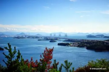view of bridge from the main island of Honshu