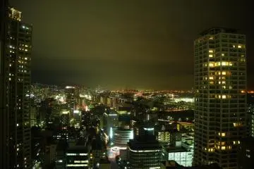 Night view from the cafe on top of Kobe City Hall observation lobby