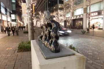 Passing by one of several interesting sculptures