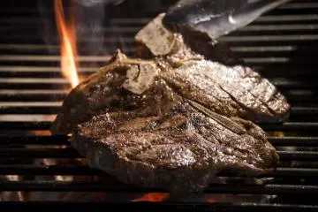 Charcoal grilled steak in the Winery Restaurant