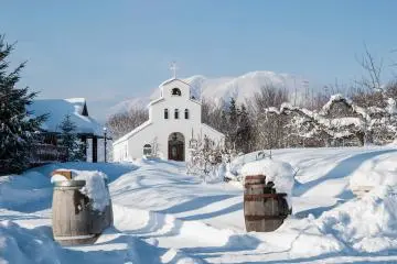Vineyard Hilltop Chapel in winter