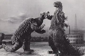 Godzilla vs Anguirus (Photo: <a href="https://commons.wikimedia.org/wiki/File:Godzilla_Raids_Again_(1955)_Godzilla_vs_Anguirus.jpg" target="_blank" rel="noreferrer noopener nofollow">Toho Company Ltd., © 1955</a> / Public Domain)