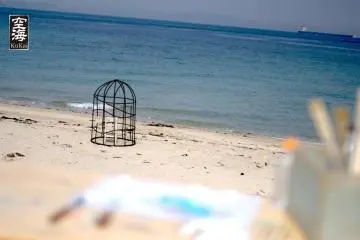 One of the unusual seating options against the ocean backdrop