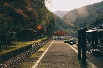 Waiting for the train at Kameoka