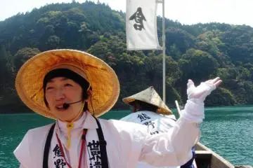 The Kumano River landscape is nice to look at but ask for an English-speaking guide to make the most of the explanations