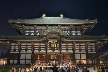 Todaiji temple at night, Tokae event in Nara