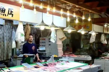 Fishmonger at the Akita Citizen Market one of the largest north of Tsukiji
