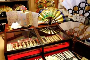 Magnificent Modern and Traditional fans on display at the Hangesho Boutique Fan Shop near Keihan Gojo Station in Kyoto