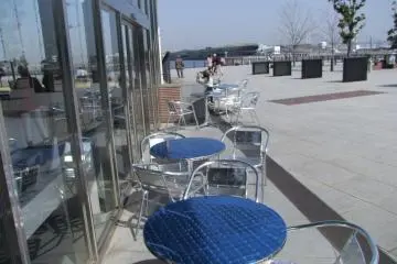 There are plenty of seats to be found outside in the fresh sea breeze
