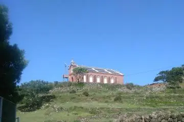 Nokubi, the former church from a distance. Notice the roof tile white lines