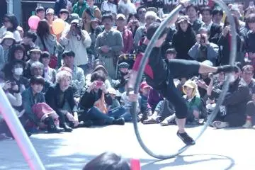 A Canadian performer entertains the audience