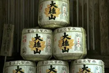 Sake donated to the temple