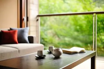 Unwind with nature on your doorstep – all rooms come with expansive forest views overlooking the Sukumo river  (Photo: Hoshino Resorts)