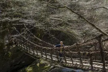 This is one of the Oku-Iya vine bridges, away from the more touristy Kazurabashi