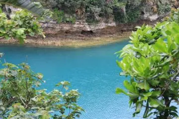 The lush blue water between Yakena Island and Okinawa Island is beautiful and representative of scenic shorelines throughout the prefecture