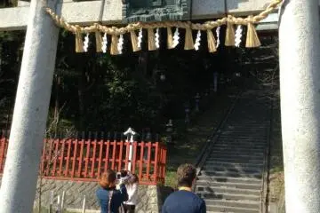 Visitors to Shiogama shrine are first greeted by a tori gate that is a cultural property followed by 202 stairs. No pain no gain.