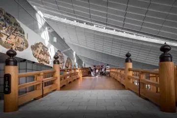 This wooden structure is an impressive replica of 'Nihonbashi', a famous landmark that can be found in Tokyo