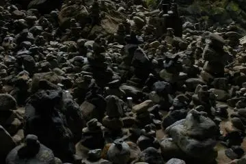 Hundreds of cairns