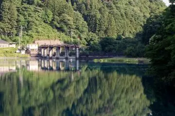 View of the dam from across the lake