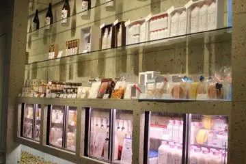 Hakkaisan's select shop features sake but also products that use rice and koji.