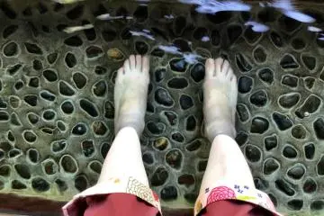 Relax in the open air with mixed company at the foot bath