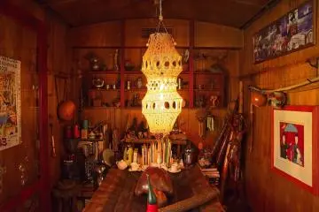 The interior is decorated with countless items