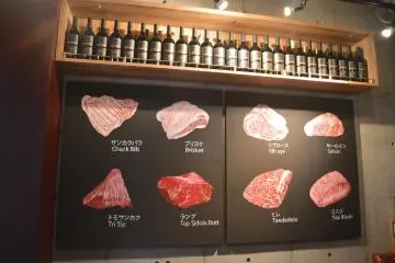 La décoration : des photos montrant les différentes pièces de boeuf wagyu