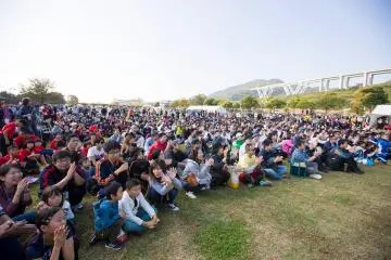 Undokai participants at the opening ceremony