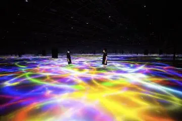 Drawing on the Water Surface Created by the Dance of Koi and People - Infinity // teamLab,  2016-2018