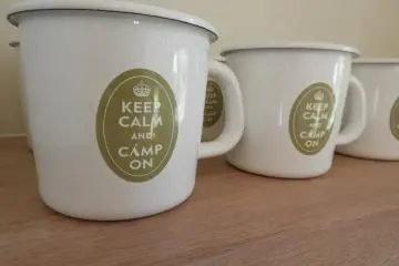 Adorable metal camping mugs!